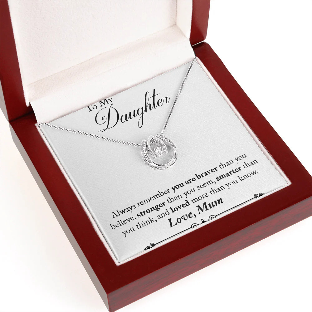Mum to Daughter Braver Lucky Horseshoe Necklace Luxury Box
